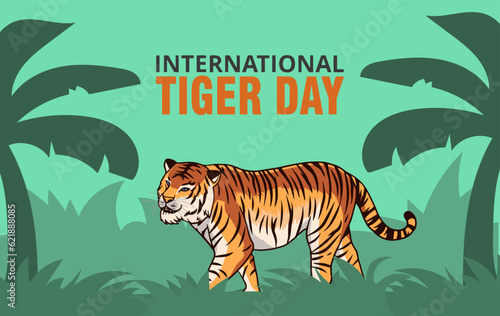 International tiger day vector illustration with tiger animals for salvation efforts and conservation