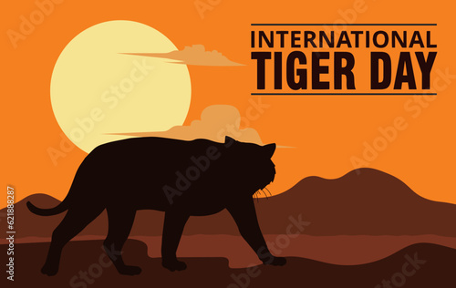International tiger day vector illustration with tiger animals for salvation efforts and conservation