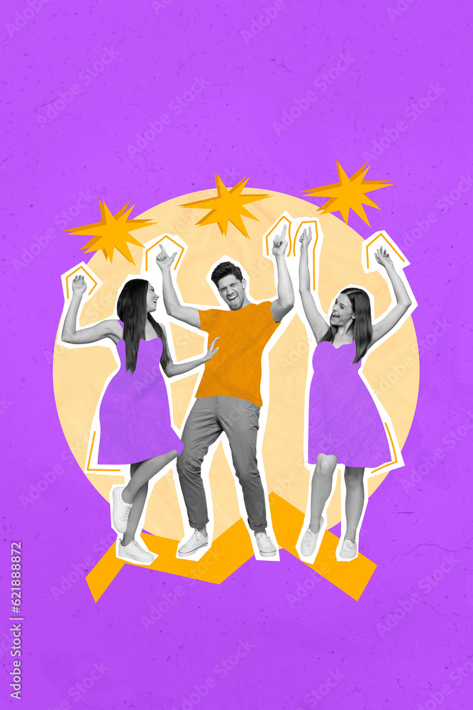Photography Photo collage artwork minimal picture of dancing friends having fun together iso