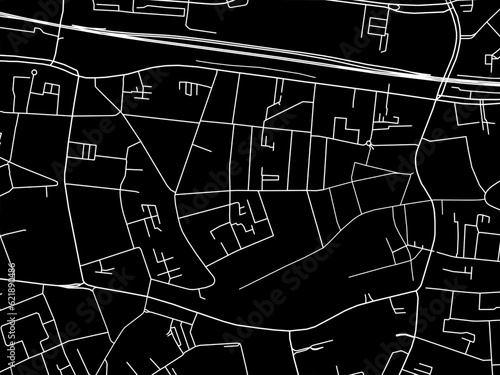 Vector road map of the city of  Tilburg Centrum in the Netherlands with white roads on a black background.
