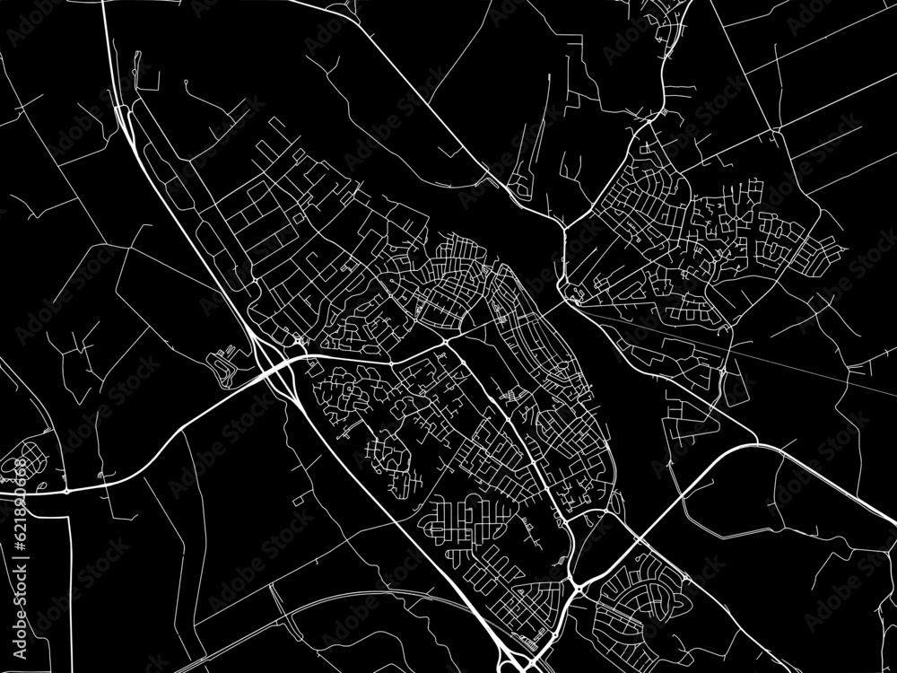 Φωτογραφία Vector road map of the city of  Kampen in the Netherlands with white roads on a black background