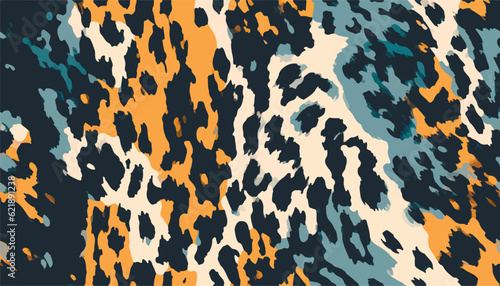 Modern hand drawn abstract leopard skin pattern. Collage black and white print. Fashionable template for design.