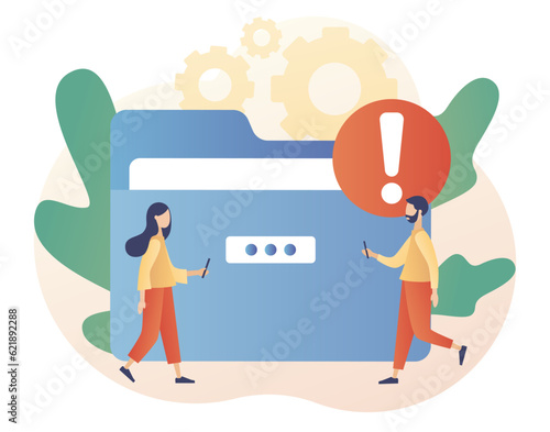 Folder full. Cleaning mobile phone or computer memory or storage. Memory space full notification. Modern flat cartoon style. Vector illustration on white background
