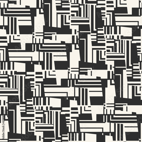 Monochrome Broken Geometric Textured Pattern