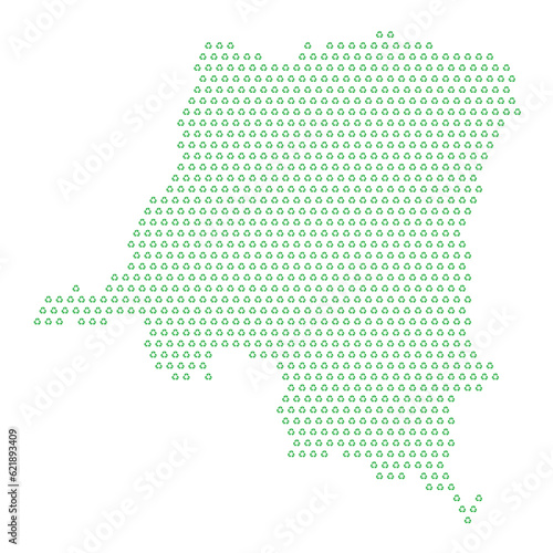Map of the country of Democratic Republic of the Congo with green recycle logo icons texture on a white background