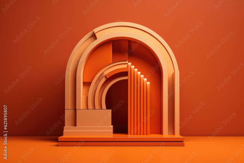 Fototapeta premium 3D geometric shapes abstract podium with arch