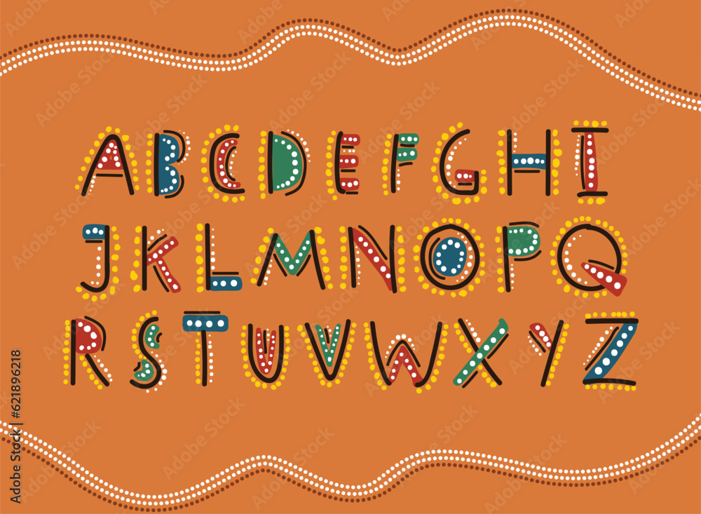 Aboriginal artinspired alphabet letters Stock Vector Adobe Stock