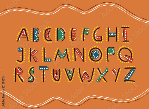 Aboriginal art-inspired alphabet letters