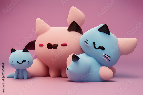 The pink and blue cats are so cute. Generative AI