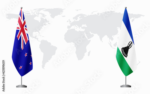 New Zealand and Lesotho flags for official meeting