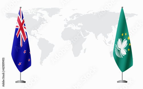 New Zealand and Macau flags for official meeting