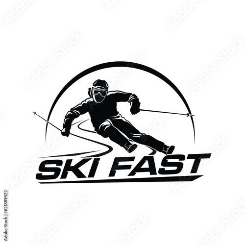 Snowboarding Logo design. Ski sports logo illustration vector