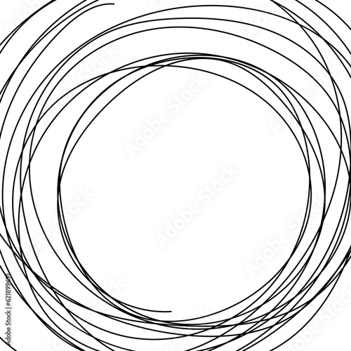 Hand drawn felt-tip pen circle on white background. Rough vector frame elements.