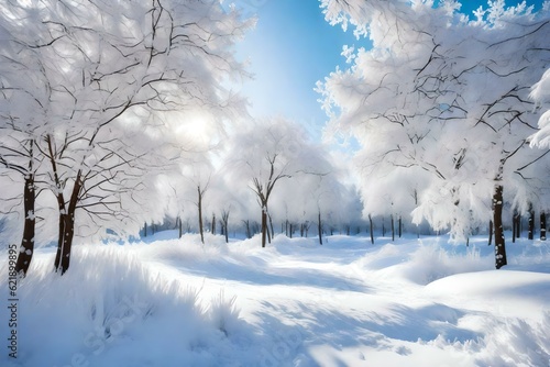 snow covered trees in winter GENERATIVE AI © Ayesha