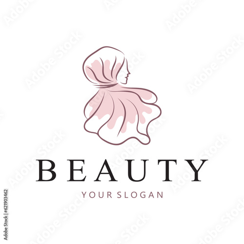 muslimah hijab logo template vector illustration design-vector