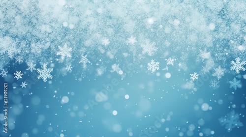 Blue Christmas snowflakes background, Generative ai