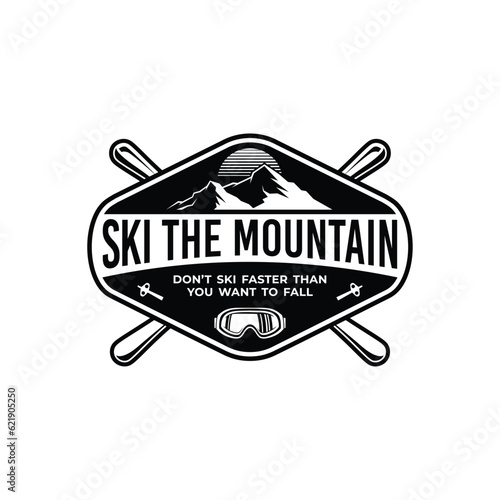 Snowboarding Logo design. Ski sports logo illustration vector