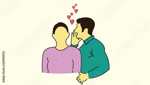 vector illustration seducing woman with whispering concept
