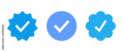 Obraz na plátne Blue tick verified badge icon vector