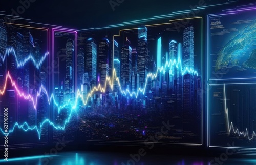 Digital Hologram Chart Bussines Background, Technology Background Series 