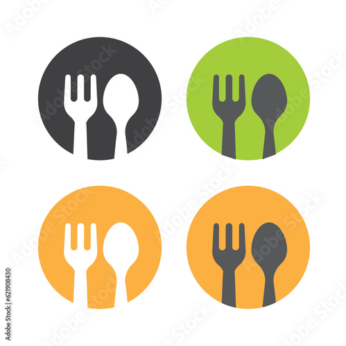 Spoon and fork, vector, icon, logo.
