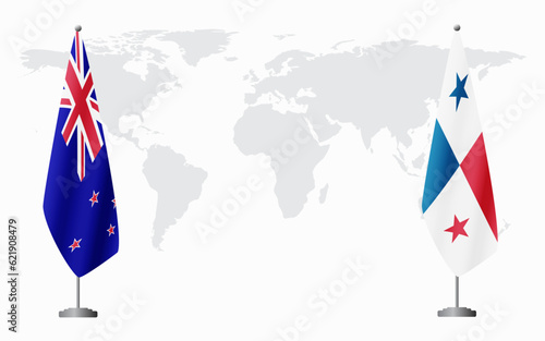 New Zealand and Panama flags for official meeting