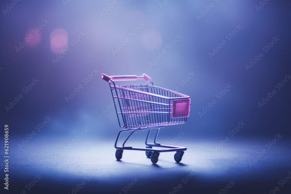 shopping cart on studio free background. Generative AI
