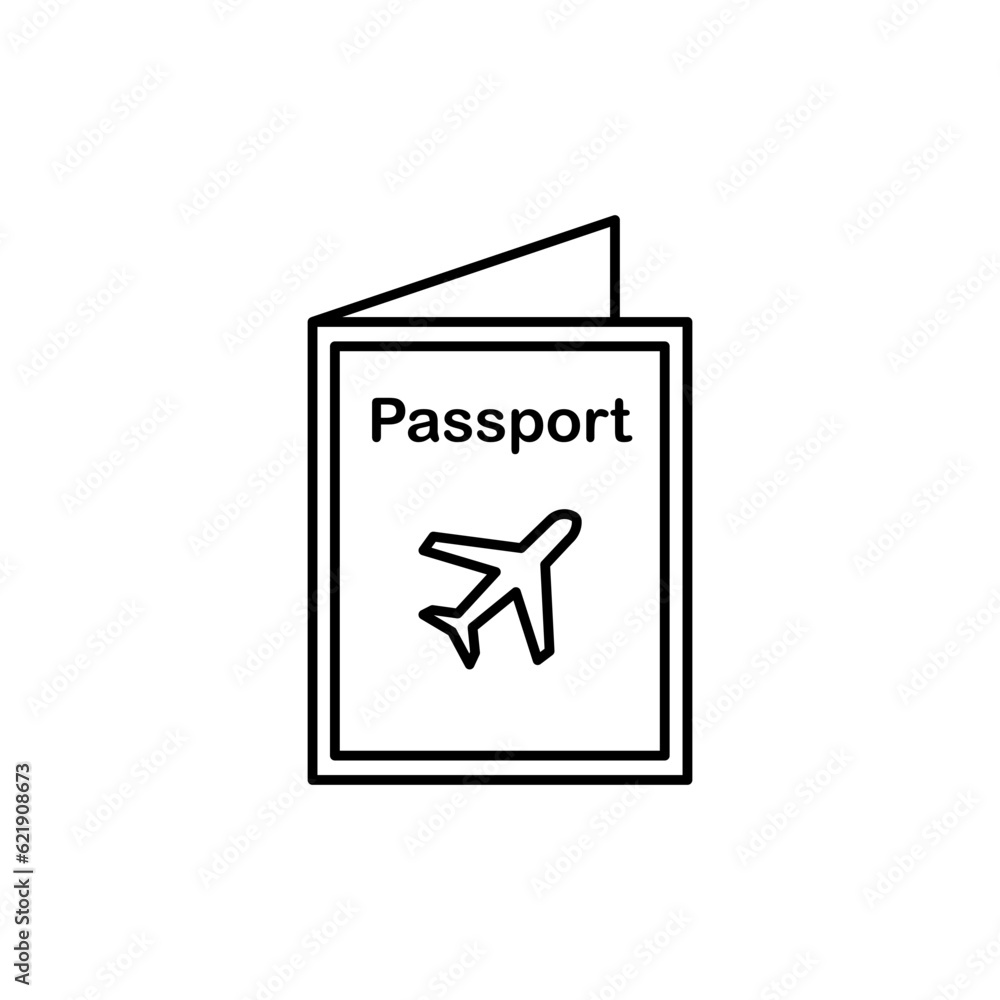Foreign passport line icon. Visa, document, arrival. Customs house concept. Vector illustration can be used for topics like citizenship, immigration, travelling Foreign passport line icon. Visa, document, arrival. Customs house concept. Vector illustration can be used for topics like citizenship, immigration, travelling