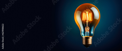 Glowing Incandescent Light Bulb On A Matte Blue Background Created With The Help Of Artificial Intelligence