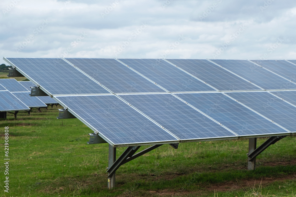 Solar panels installed on farmland in East Devon providing input to the UK national grid