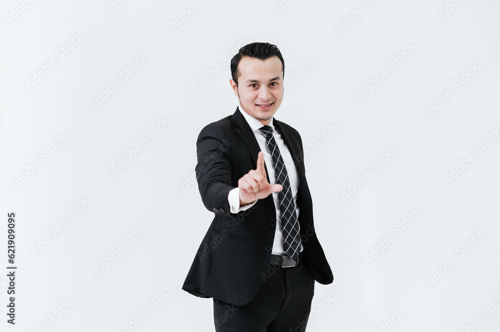 Portrait of handsome businessman on white background and Happy businessman isolated Portrait of handsome businessman on white background and Happy businessman isolated