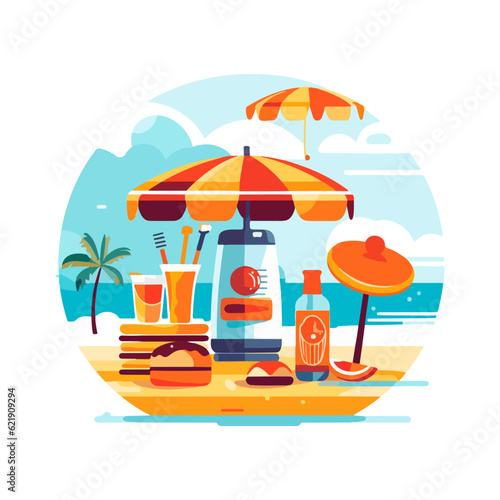 barbeque BBQ grill summer beach vacation vector