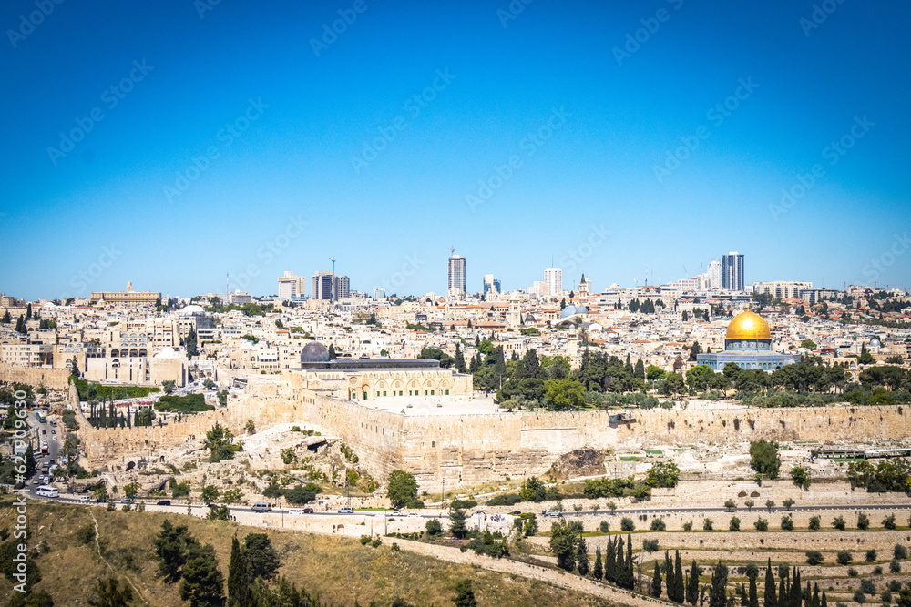 view over old city of Jerusalem from mount of olives, jerusalem, israel, middle east, dome of the rock view over old city of Jerusalem from mount of olives, jerusalem, israel, middle east, dome of the rock