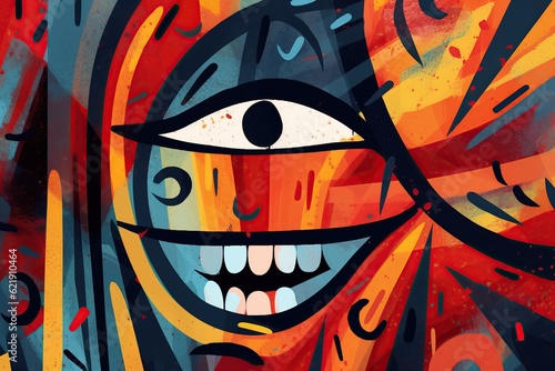 Fear face, illustration in abstract avant - garde style