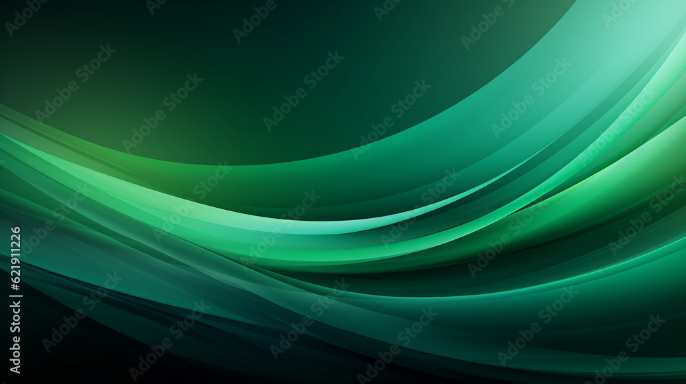 Naklejka premium Green wave stripes. Bright Natural background. Generative Ai