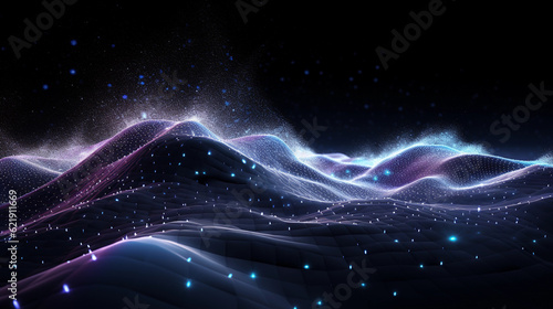 a large wave of information flowing across a black background created by generative AI