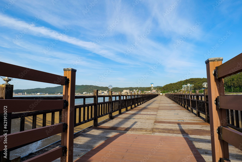 view of the coastal city beach in the summer. Mallipo beach Taean gun city in South Korea 26.06.2023 view of the coastal city beach in the summer. Mallipo beach Taean gun city in South Korea 26.06.2023