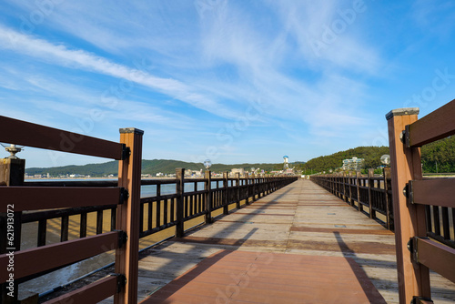 view of the coastal city beach in the summer. Mallipo beach Taean gun city in South Korea 26.06.2023