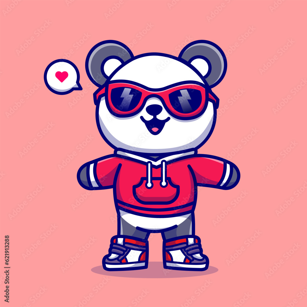 Cute Panda Wearing Hoodie And Glasses Cartoon Vector Icon
Illustration. Animal Fashion Icon Concept Isolated Premium
Vector. Flat Cartoon Style