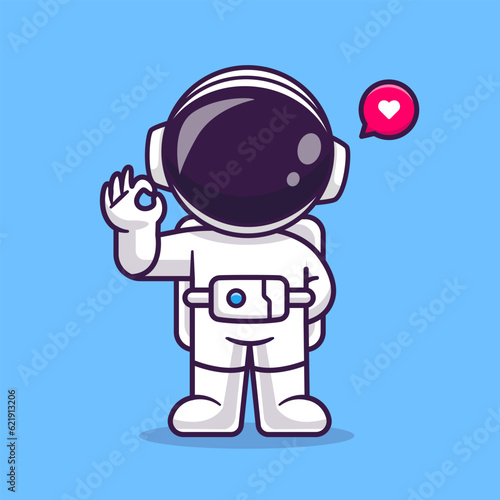 Cute Astronaut With Ok Sign Hand Cartoon Vector Icon
Illustration. Science Technology Icon Concept Isolated
Premium Vector. Flat Cartoon Style