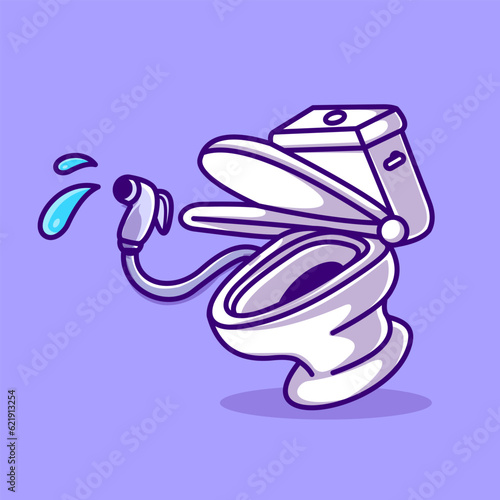 Water Splash From Toilet Cartoon Vector Icon Illustration.
Cleanliness Object Icon Concept Isolated Premium Vector. 
Flat Cartoon Style