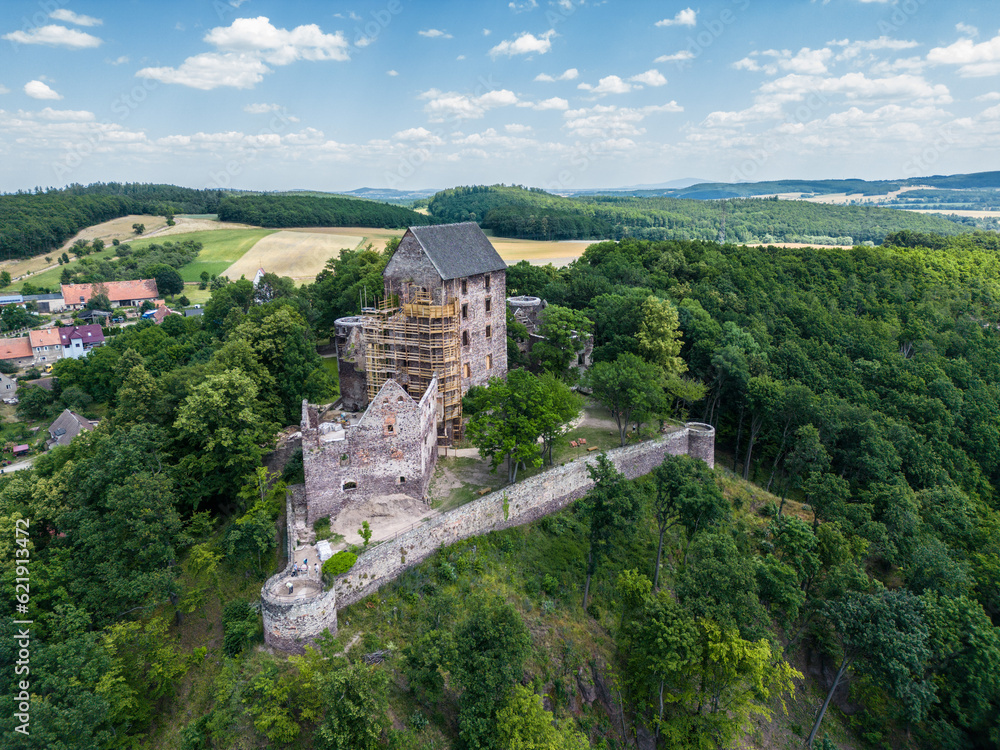 The Gothic castle of Świna in Lower Silesia near Bolkow. Poland