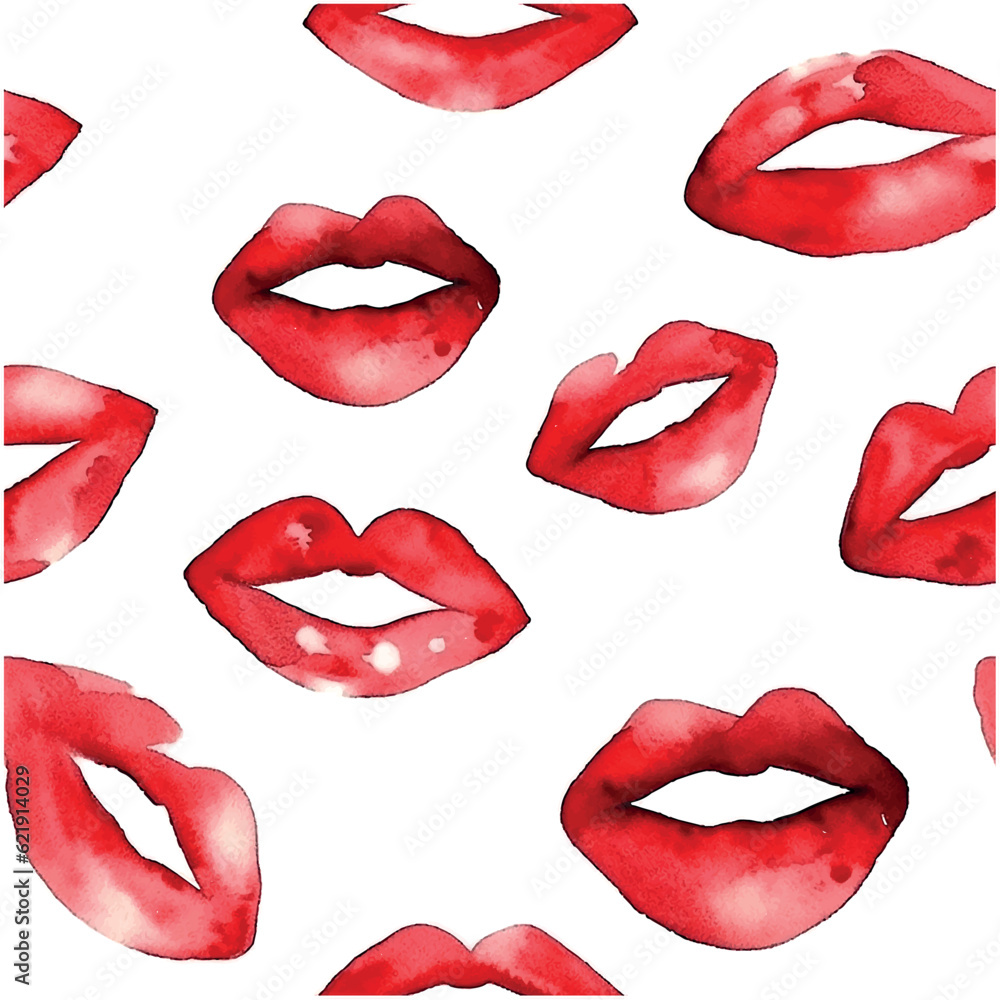 Kiss pattern watercolor in sketch style on white background. Seamless pattern. Abstract vector wallpaper. Kiss pattern watercolor in sketch style on white background. Seamless pattern. Abstract vector wallpaper.