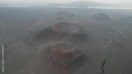 Aerial view of craters volcanos at Hnausapollur, Southern, Iceland. photo