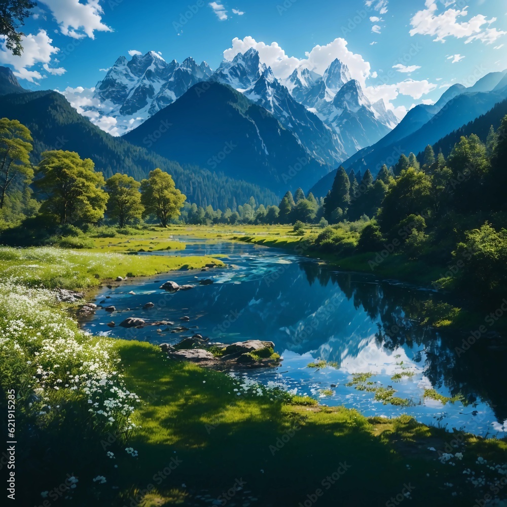 Nature's Breathtaking Splendor: A Journey Through Tranquil Meadows and Majestic Mountains