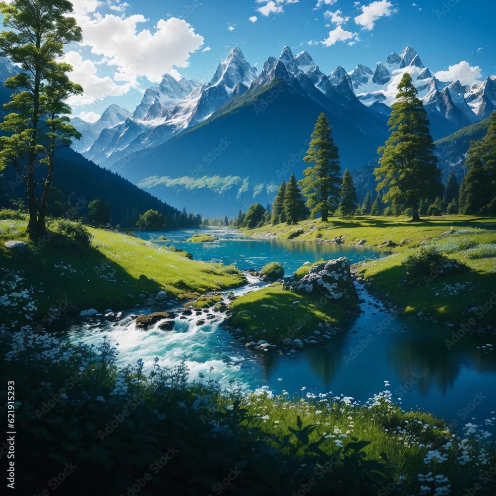 Nature's Breathtaking Splendor: A Journey Through Tranquil Meadows and Majestic Mountains