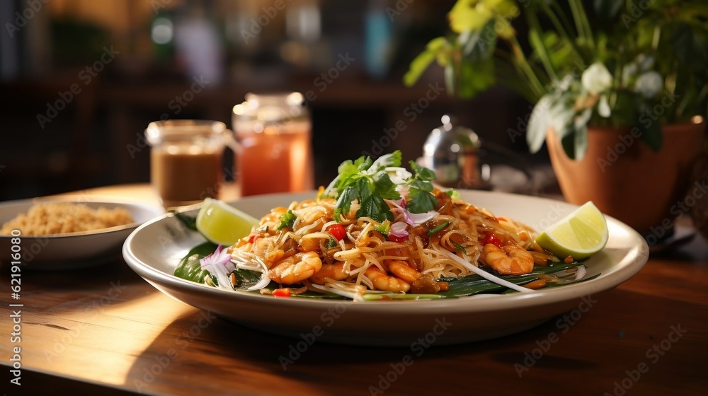 Savor Pad Thai amidst the restaurant's setting Savor Pad Thai amidst the restaurant's setting