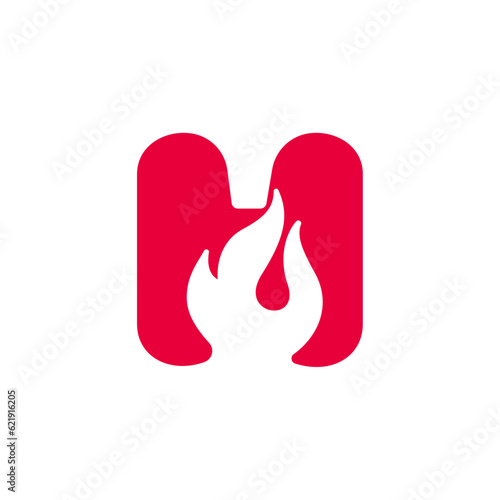H letter logo with fire flames. Negative space vintage icon. Burning fast speed emblem. Vector for sport team wear, danger race posters, victory identity, camping labels, motorcycle customize company.