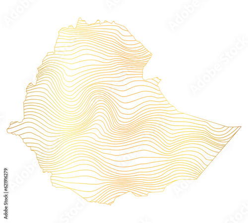 abstract map of Ethiopia - vector illustration of striped gold colored map	