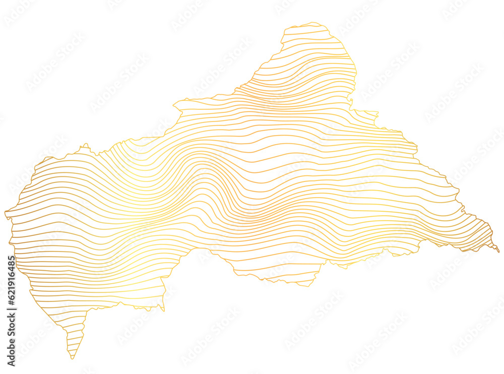 abstract map of Central African Republic  - vector illustration of striped gold colored map	